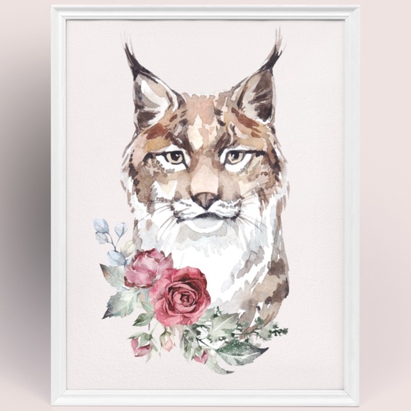 Wall Art Watercolor Lynx Bobcat Illustration Print Poster Unframed - Picture 10 of 17